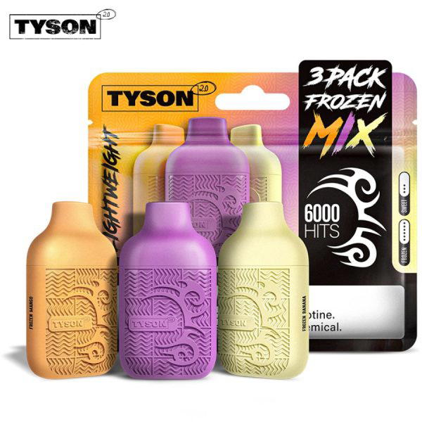 Tyson 2.0 Lightweight Disposable Vape 6000 Puffs 50mg (12mL 3-Pack) - Image 2